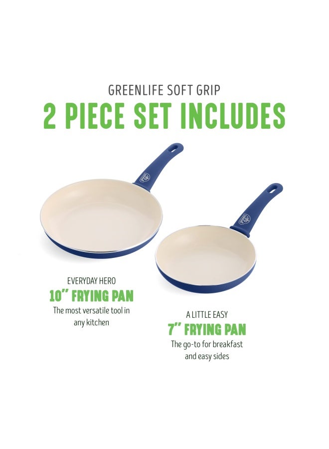 2 Piece Non-Stick Ceramic 7 Inch and 10 Inch Fry Pan Set with Soft Grip 2pack CC002382-001