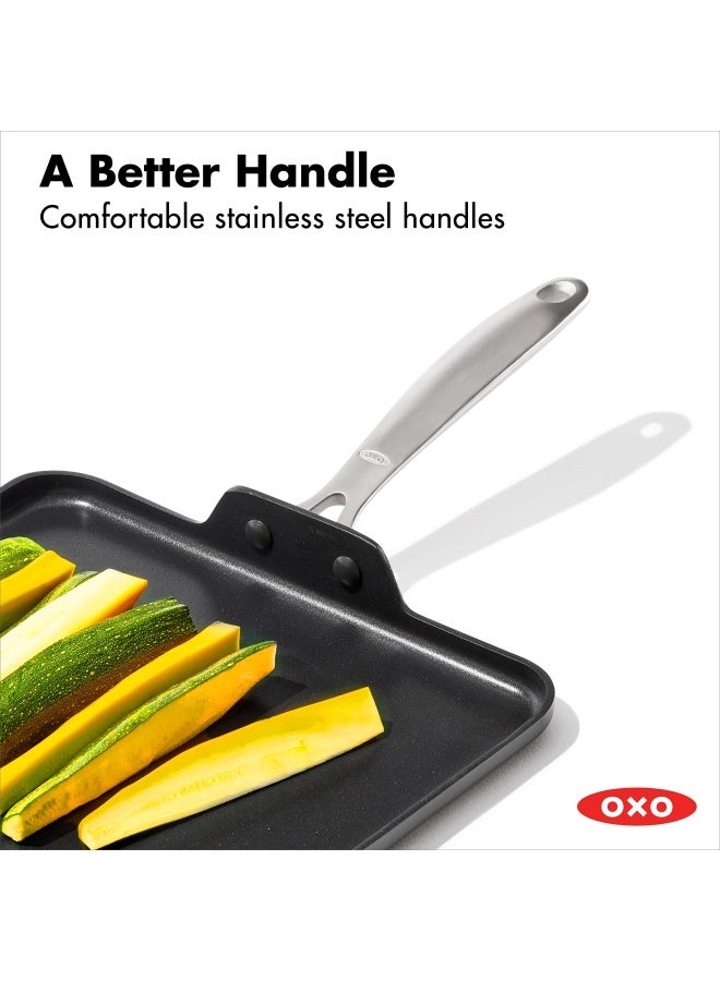 Oxo Good Grips Pro Hard Anodized Pfoa-Free Nonstick 11  Griddle Pan  Dishwasher Safe  Oven Safe  Stainless Steel Handle  Black