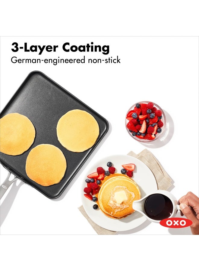 Oxo Good Grips Pro Hard Anodized Pfoa-Free Nonstick 11  Griddle Pan  Dishwasher Safe  Oven Safe  Stainless Steel Handle  Black