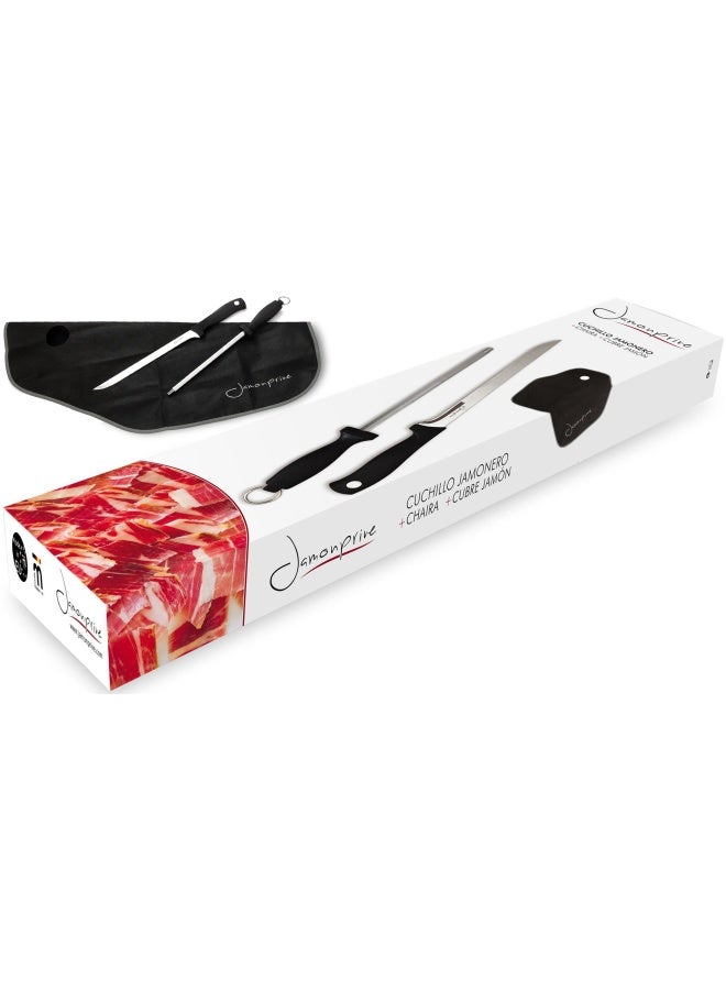 Ham Carving Knife With Honing Steel And Ham Cover  Professional Set For Slicing Serrano Ib  Rico Ham And Italian