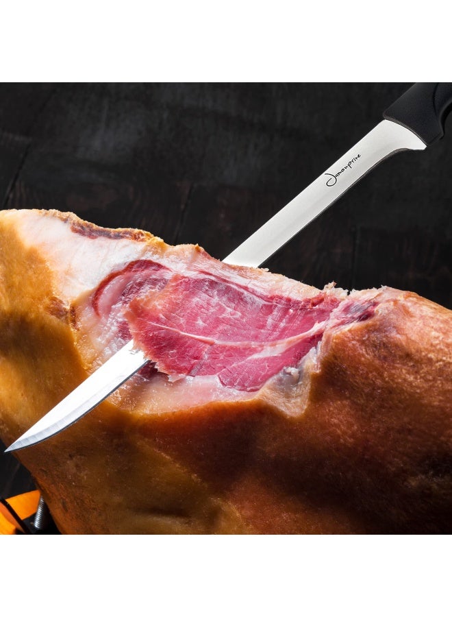 Ham Carving Knife With Honing Steel And Ham Cover  Professional Set For Slicing Serrano Ib  Rico Ham And Italian