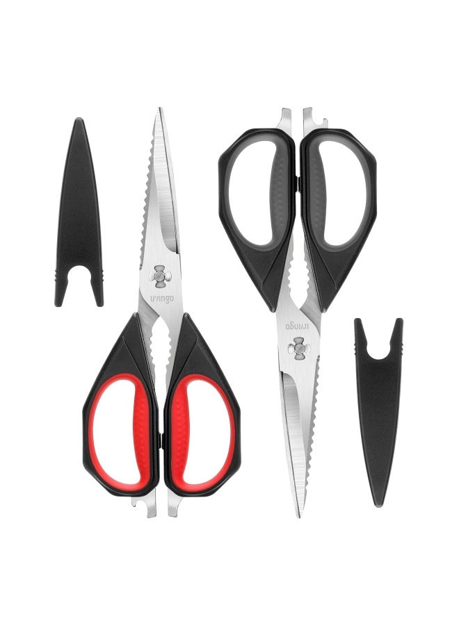 Livingo Kitchen Scissors 2 Pack 9.25 Inch Utility All Purpose Poultry Shears Heavy Duty Dishwasher Safe Come Apart Sharp Stainless Steel Cooking Food Scissors For Cutting Meat Chicken Vegetable Fish