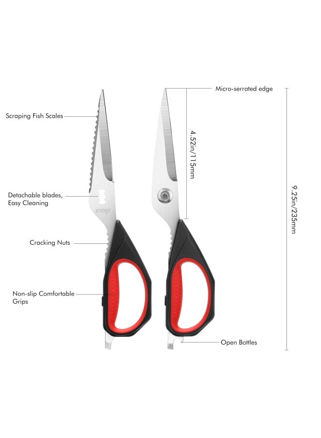 Livingo Kitchen Scissors 2 Pack 9.25 Inch Utility All Purpose Poultry Shears Heavy Duty Dishwasher Safe Come Apart Sharp Stainless Steel Cooking Food Scissors For Cutting Meat Chicken Vegetable Fish