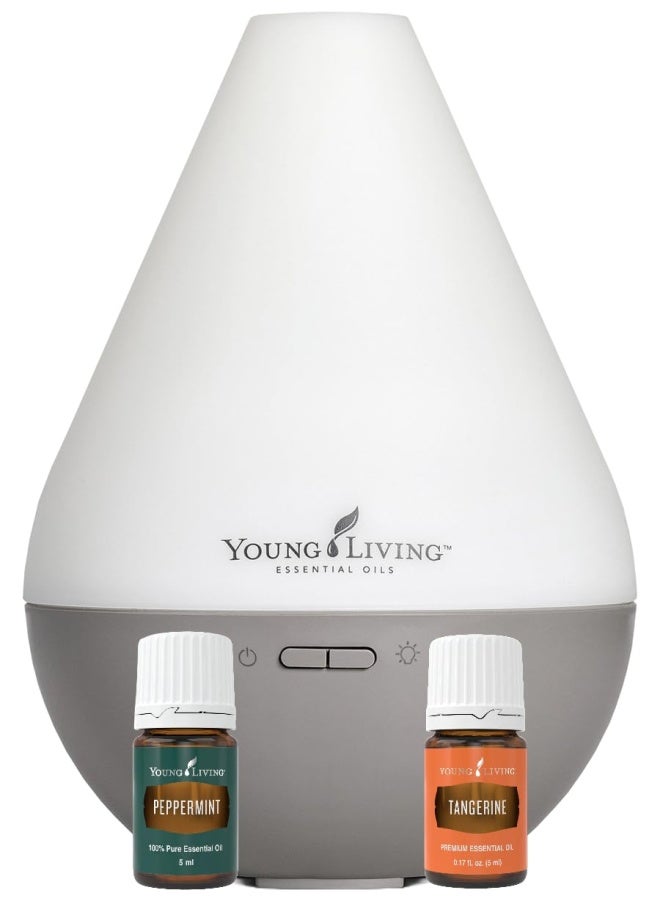 Dewdrop Essential Oil Diffuser Wtih Peppermint Oil 5Ml And Tangerine Oil 5Ml Elevate Your Space With Aromatherapy Humidifier Atomizer And Aroma Diffuser