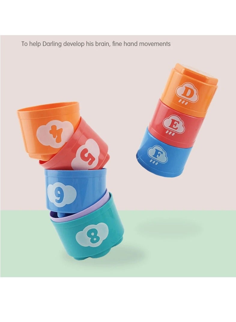 Stacking Cups Game, Kid Brain Response Battle Fold Cups Toy, Safe And Durable Kids Letters Number Stacking Cup, Portable Early Education Building Blocks Toy For Children