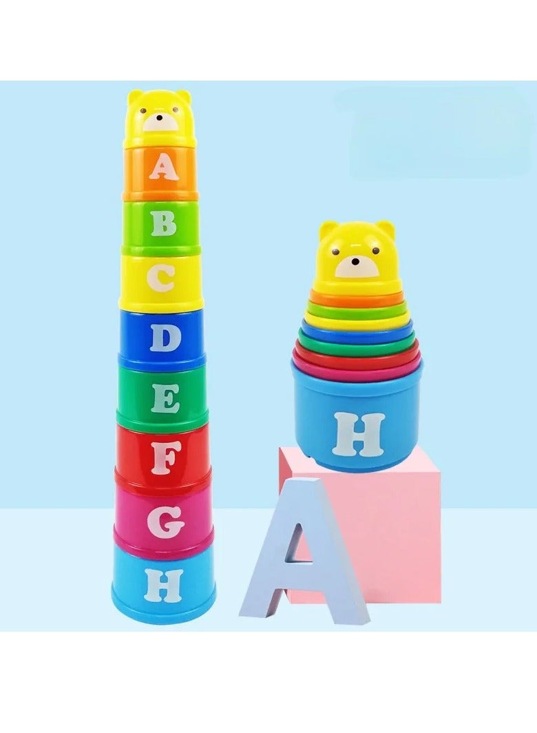 Stacking Cups Game, Kid Brain Response Battle Fold Cups Toy, Safe And Durable Kids Letters Number Stacking Cup, Portable Early Education Building Blocks Toy For Children