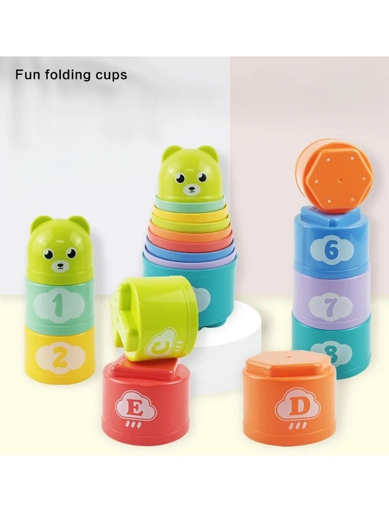 Stacking Cups Game, Kid Brain Response Battle Fold Cups Toy, Safe And Durable Kids Letters Number Stacking Cup, Portable Early Education Building Blocks Toy For Children