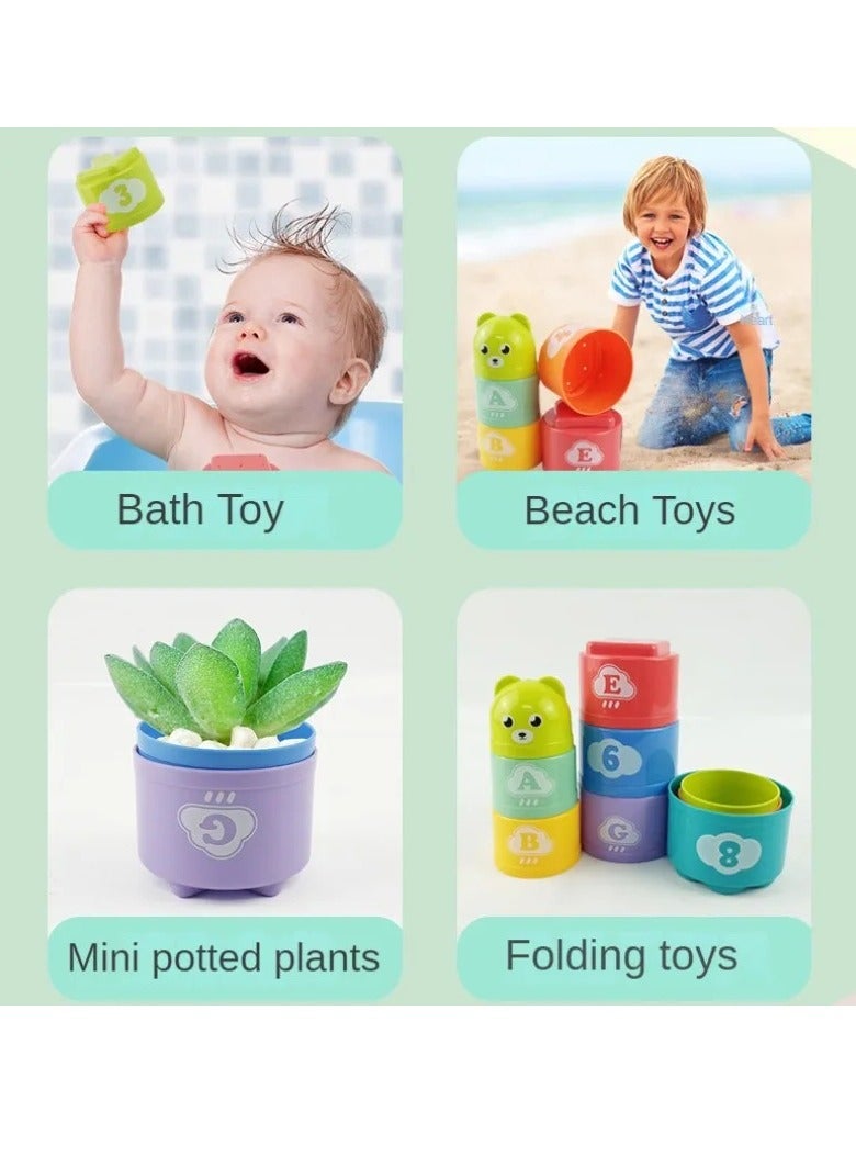 Stacking Cups Game, Kid Brain Response Battle Fold Cups Toy, Safe And Durable Kids Letters Number Stacking Cup, Portable Early Education Building Blocks Toy For Children