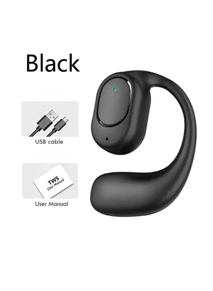 Wireless Headphone, Fashionable Bluetooth TWS Earphone, Noise Canceling Bone Conduction Handsfree, Single Ear Earbud With Microphone For Driving, Sports And Playing Games, (1pc, Black)