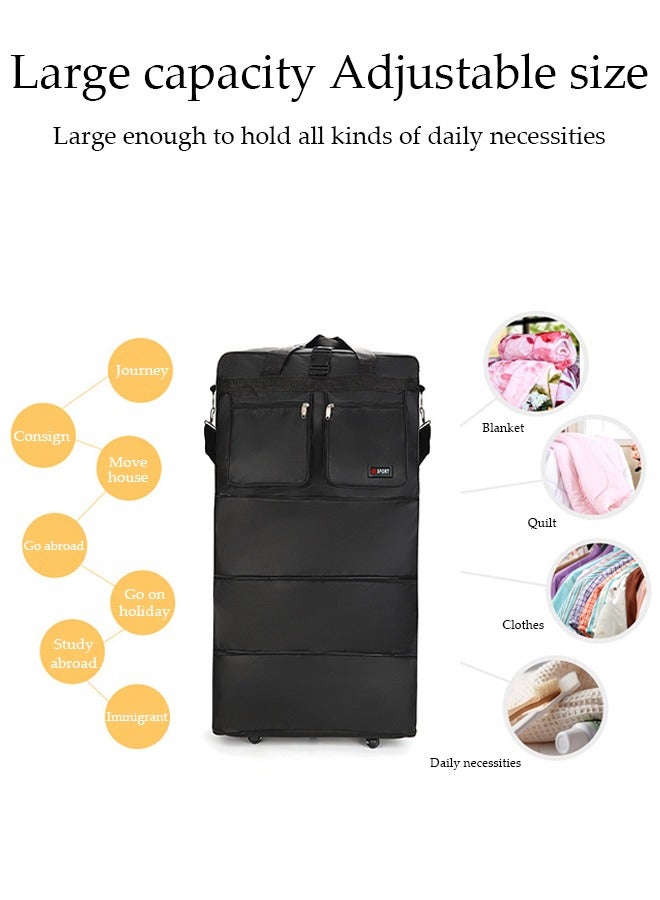 Expandable Foldable Carry-On Luggage Suitcase With 56-75L Capacity Collapsible Rolling Travel Luggage Bag With Six Universal Wheels Lightweight Suitcases For Air Travel