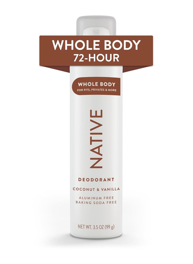 Native Whole Body Deodorant Spray Contains Naturally Derived Ingredients, Deodorant for Women & Men | 72 Hour Odor Protection, Aluminum Free with Coconut Oil and Shea Butter | Coconut & Vanilla