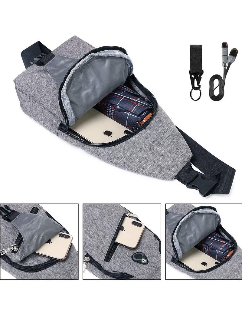 Lightweight Crossbody Sling Bag for Men with USB Charging Port - Ideal for Hiking, Cycling, and Traveling. Perfect Chest Bag for On-the-Go Convenience.