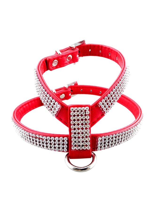 PU Leather Adjustable Dog Collar Red/Clear