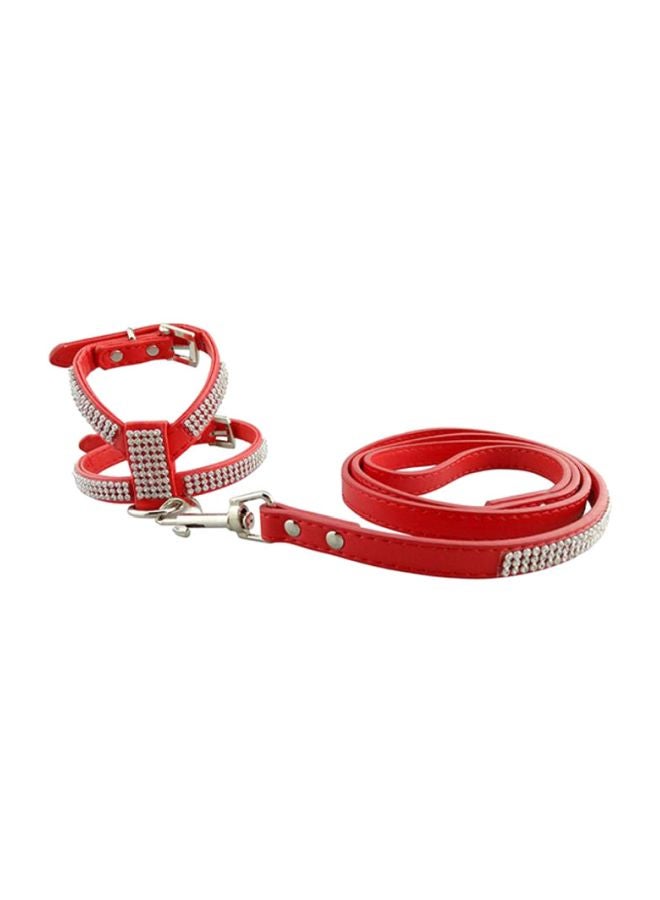 PU Leather Adjustable Dog Collar Red/Clear