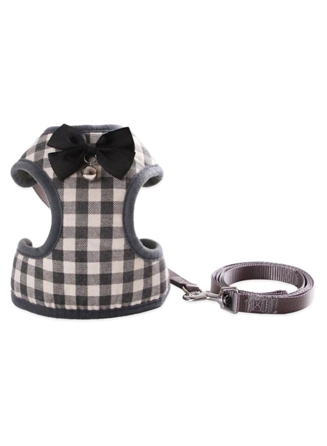 Fancy Dress Bow-Tie Harness And Leash Set Grey/Beige/Black