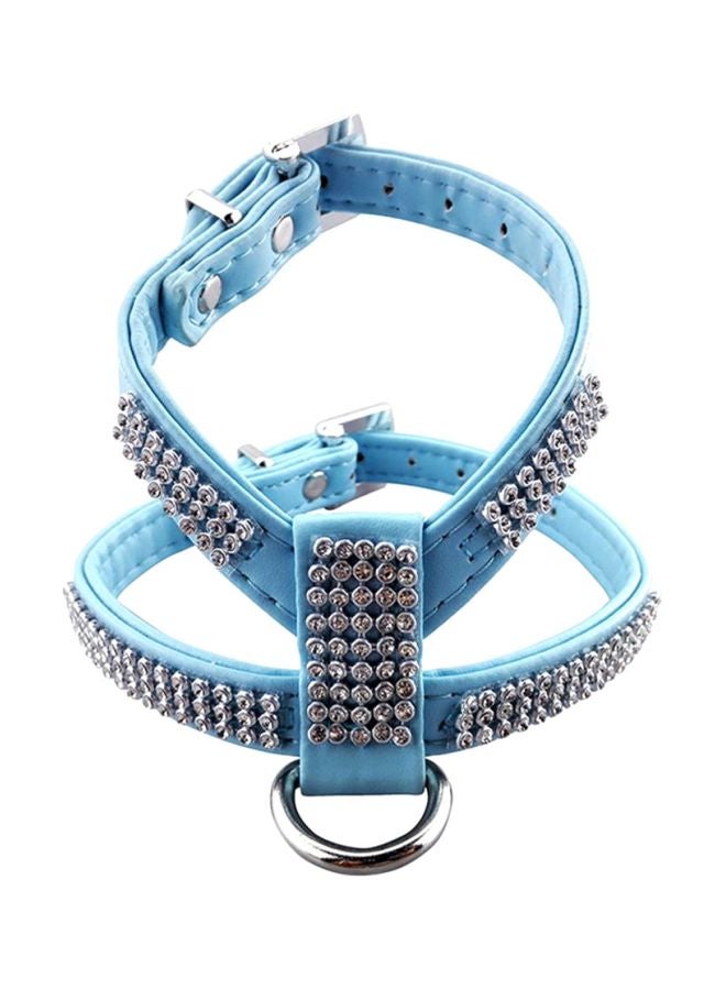 Stone Studded Adjustable Dog Collar Blue/Silver/Clear