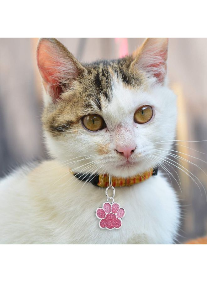 Paw Shape Dog Pendants Collar Silver/Pink 15x17x0.2cm