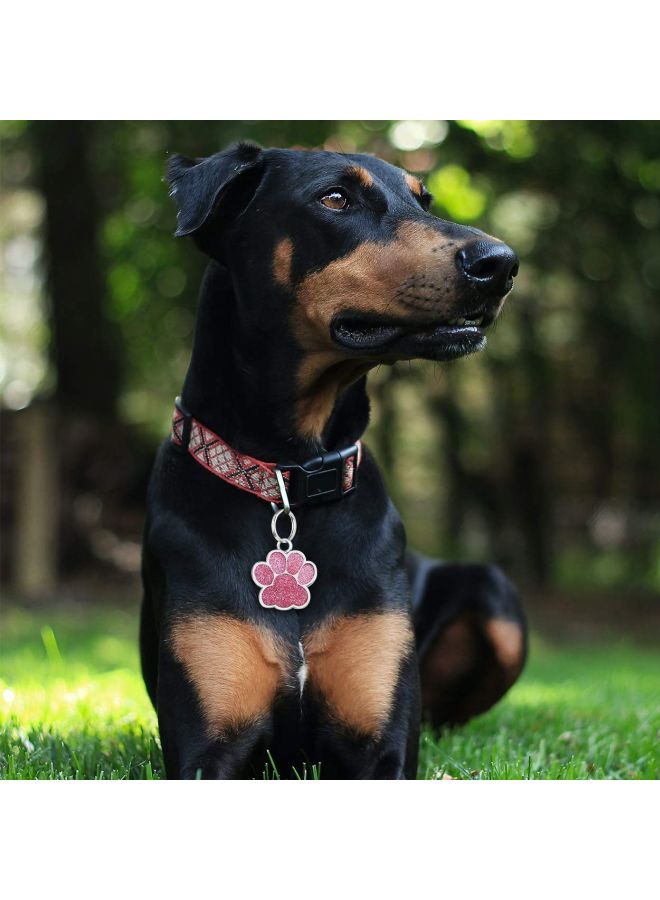 Paw Shape Dog Pendants Collar Silver/Pink 15x17x0.2cm