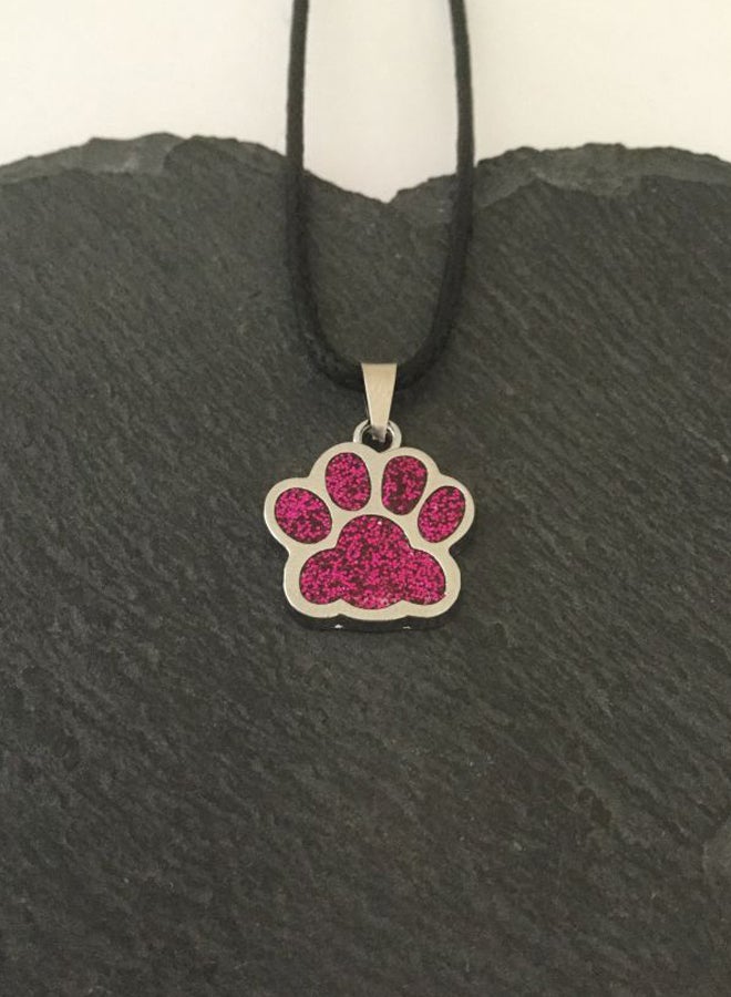 Paw Shape Dog Pendants Collar Silver/Pink 15x17x0.2cm