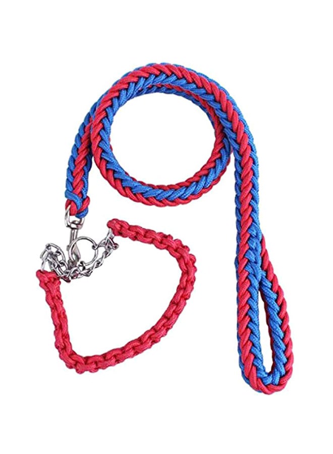 Heavy Duty Braided Dog Leashes And Collar Set Red/Blue