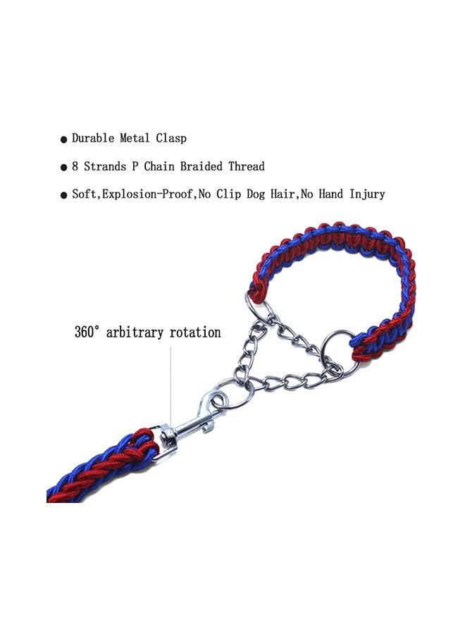 Heavy Duty Braided Dog Leashes And Collar Set Red/Blue