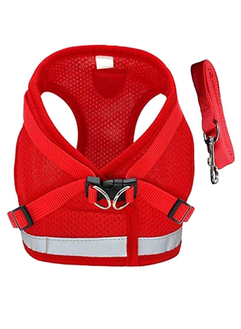 Breathable Soft Harness With Strap Red/White S