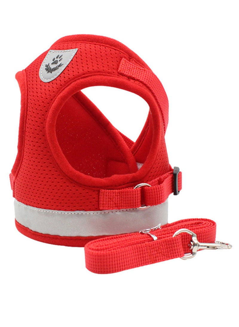 Breathable Soft Harness With Strap Red/White S