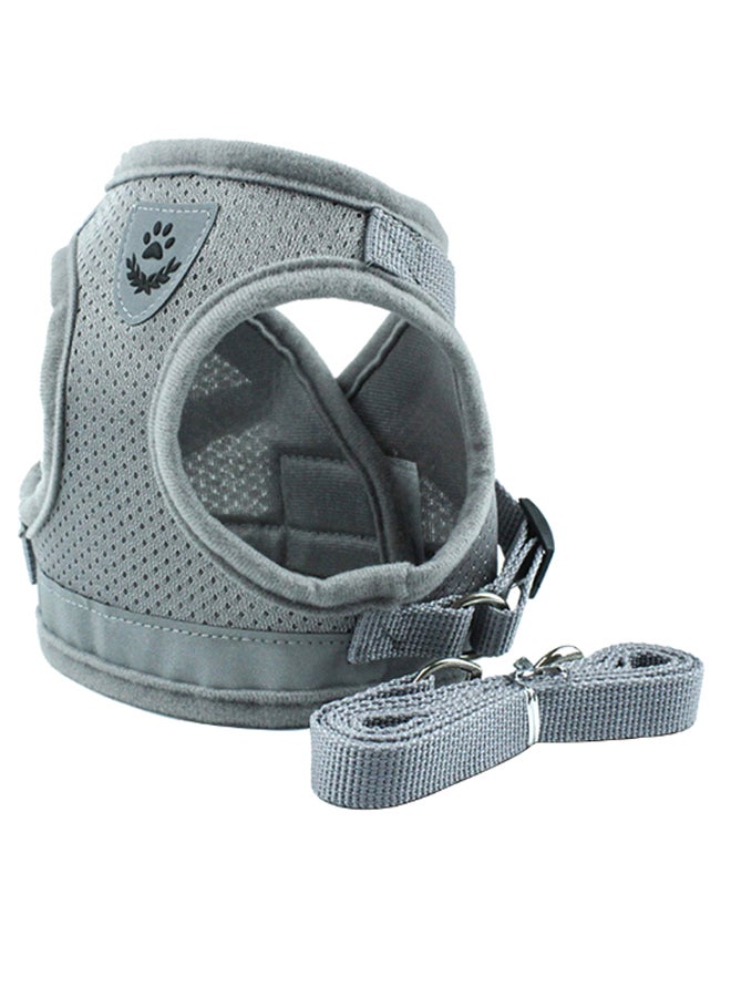 Breathable Soft Harness With Strap Grey XS