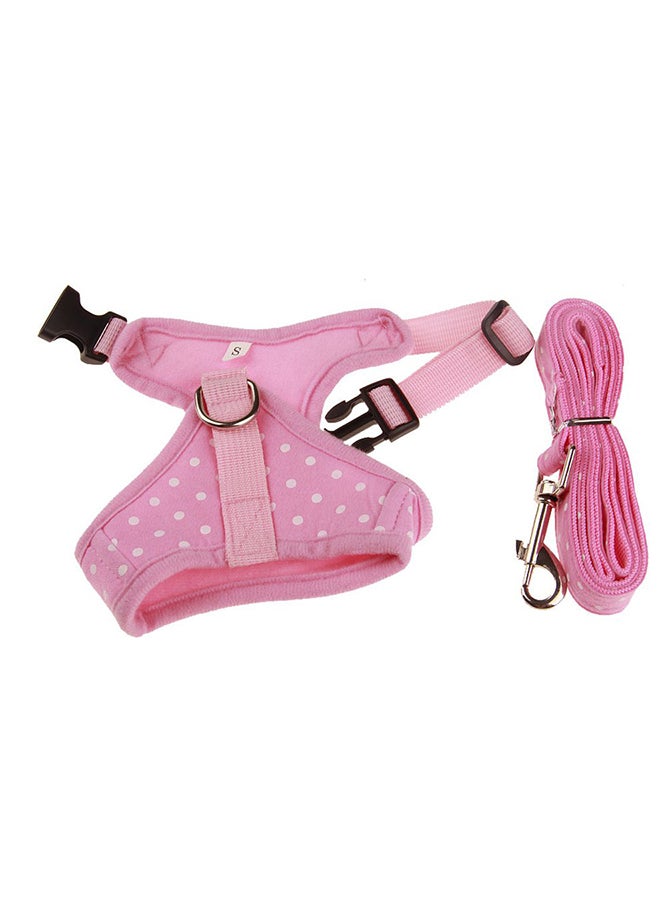 Breathable Mesh Dog Harness With Leash Pink M