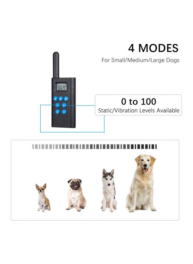 Anti-Bark Training Collar With Remote Controller Black/Blue Collar 3.8x6, Remote Controller 13.3x4.5x3cm