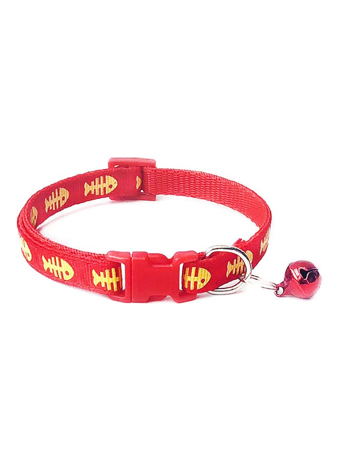 Bone Print Bell Buckle Adjustable Collar Red 32x1cm