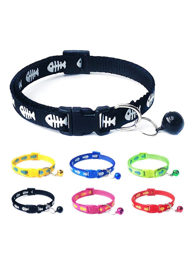 Bone Print Bell Buckle Adjustable Collar Red 32x1cm