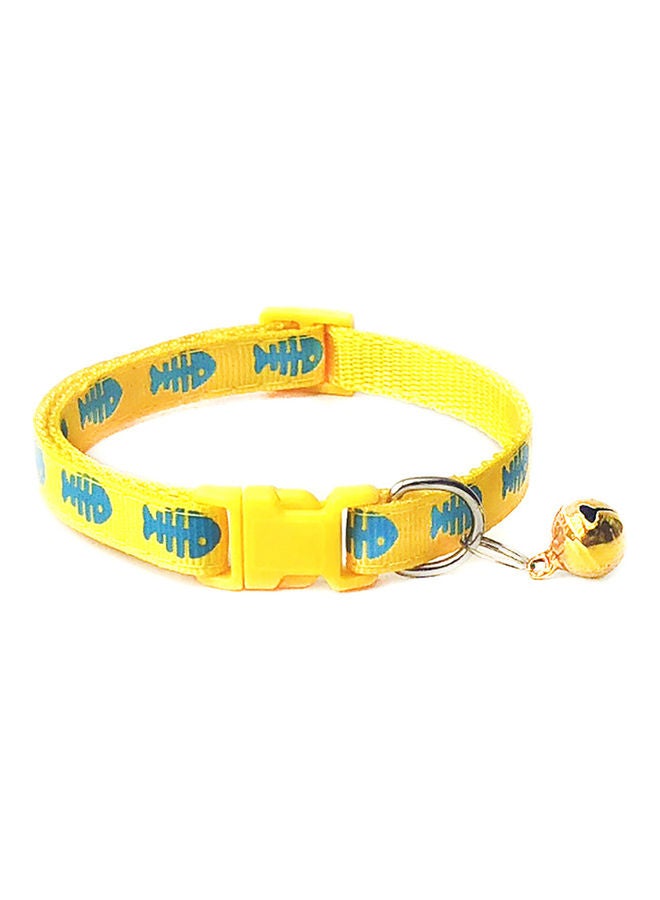 Bone Print Bell Buckle Adjustable Collar Yellow 32x1cm