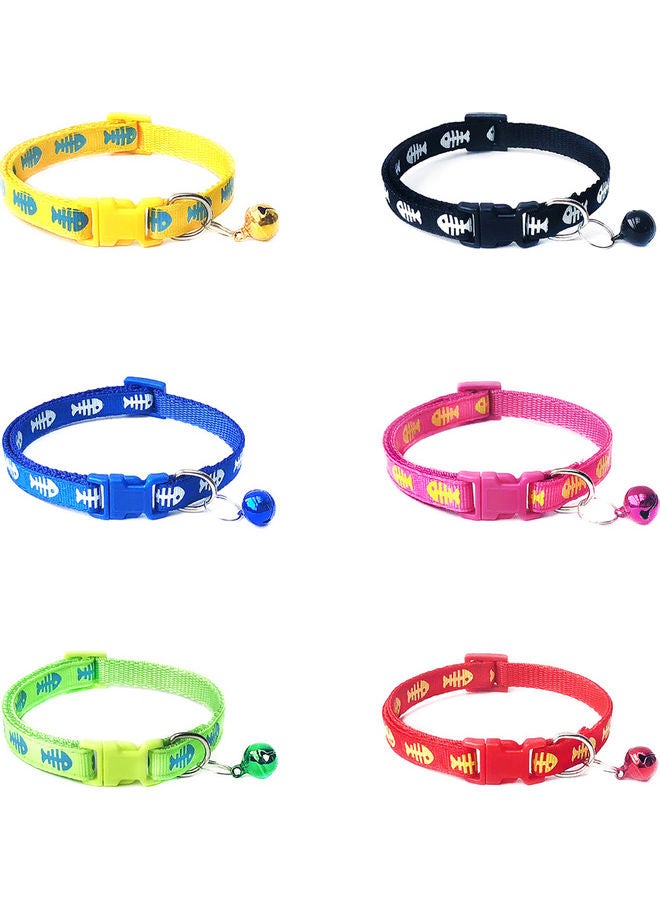 Bone Print Bell Buckle Adjustable Collar Yellow 32x1cm