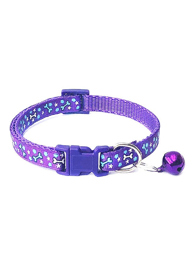 Adjustable Bone Print Bell Buckle Collar Dark Purple 32cm