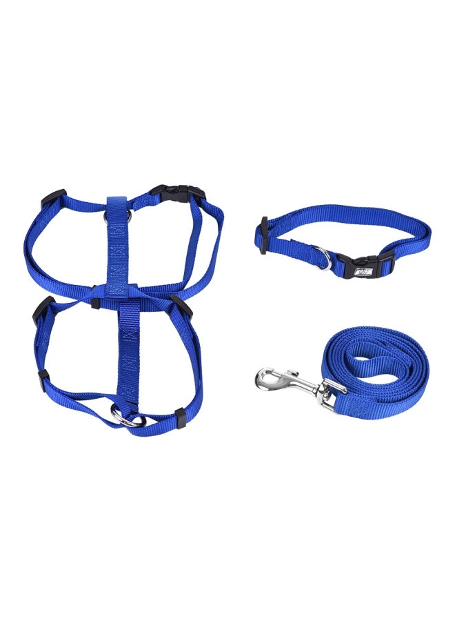 3-Piece Adjustable Collar, Harness And Leash Set Blue/Black