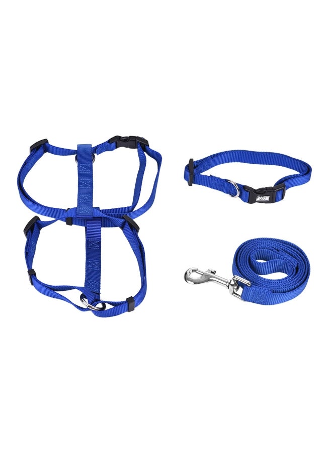 3-Piece Adjustable Collar, Harness And Leash Set Blue/Black