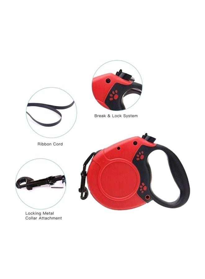 3-Piece Auto Retractable Leash And Feeding Bowl Set Red/Black 5meter