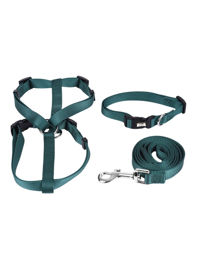 3-Piece Adjustable Collar, Harness And Leash Set Green