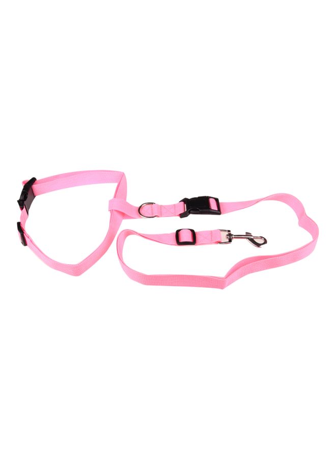 3-Piece Adjustable Hands Free Leash With Waist Belt Pink/Black