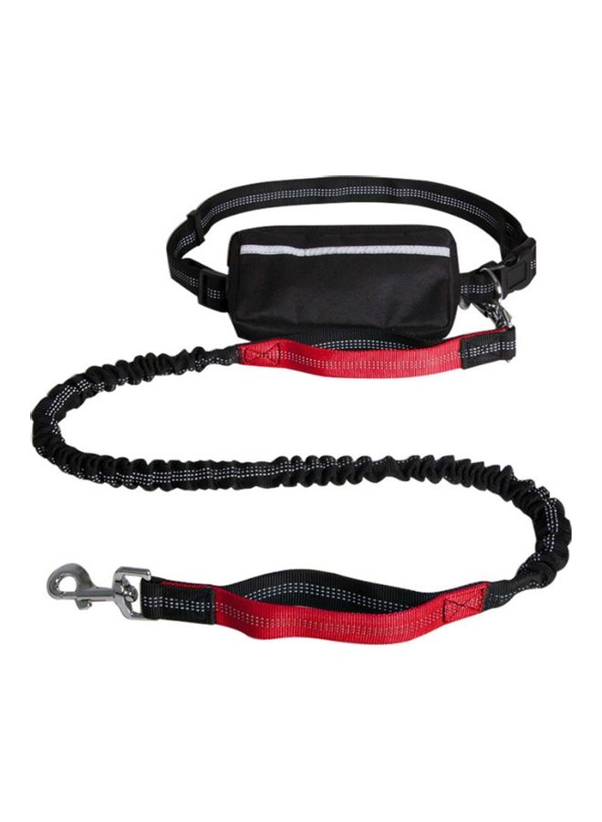 2-Piece Hands-Free Leash With Removable Zipper Pouch Black/Red 25x8x8cm