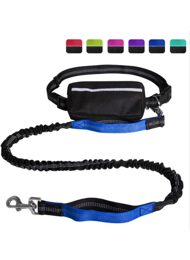 2-Piece Hands-Free Leash With Removable Zipper Pouch Black/Blue 25x8x8cm