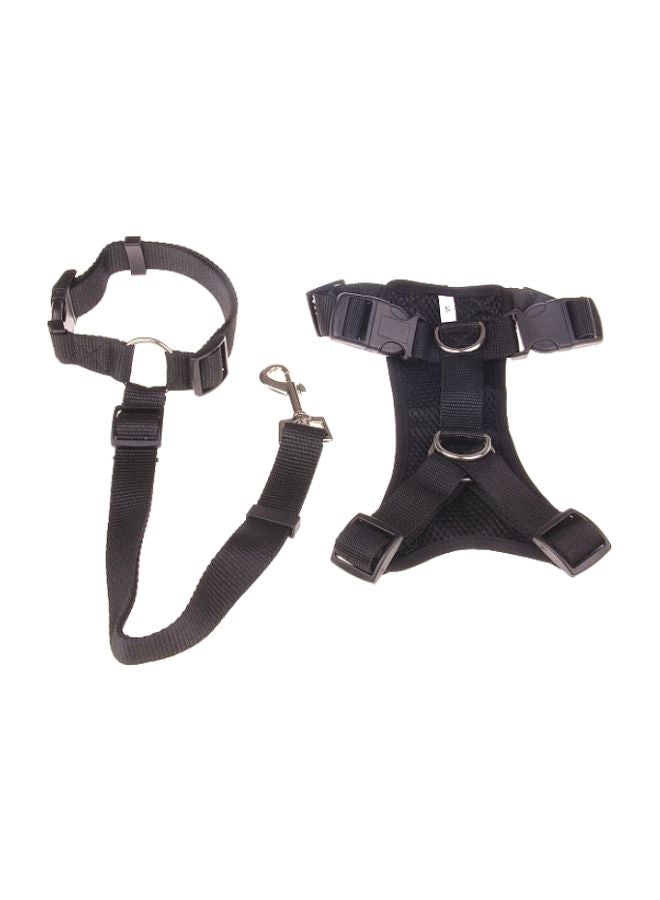 Dog Car Safety Chest Strap With Rope Black 46-84cm