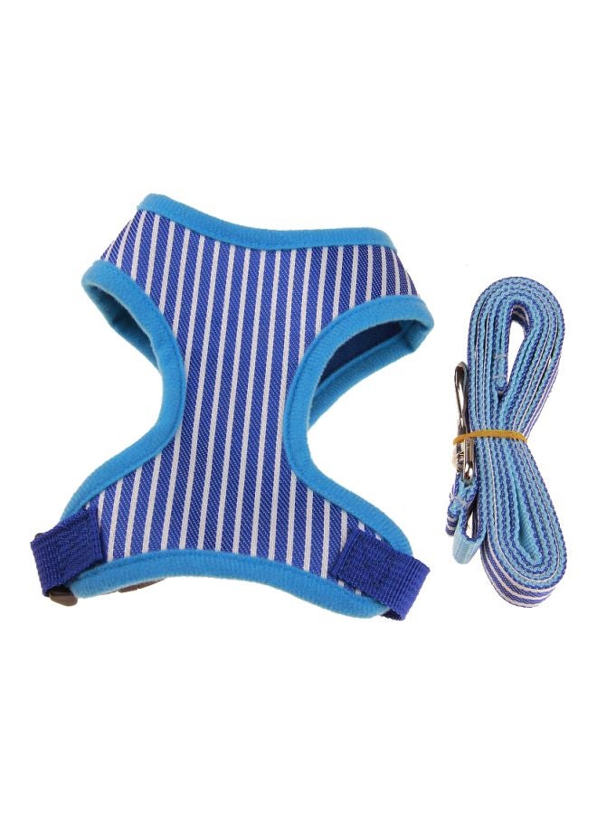 Nylon Stripe Pattern Leash With Vest Blue/White S