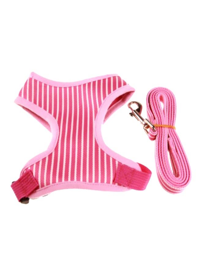 Nylon Striped Leash With Vest Pink/White S