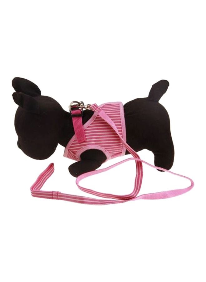 Nylon Striped Leash With Vest Pink/White S