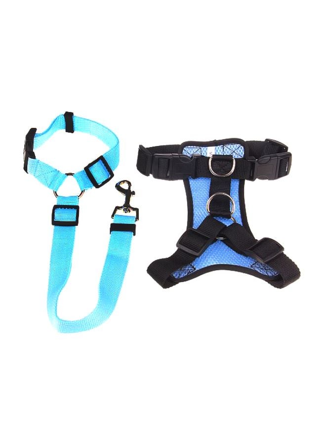 Pet Chest Strap Mesh Harness With Rope Chain Blue/Black 46-82cm