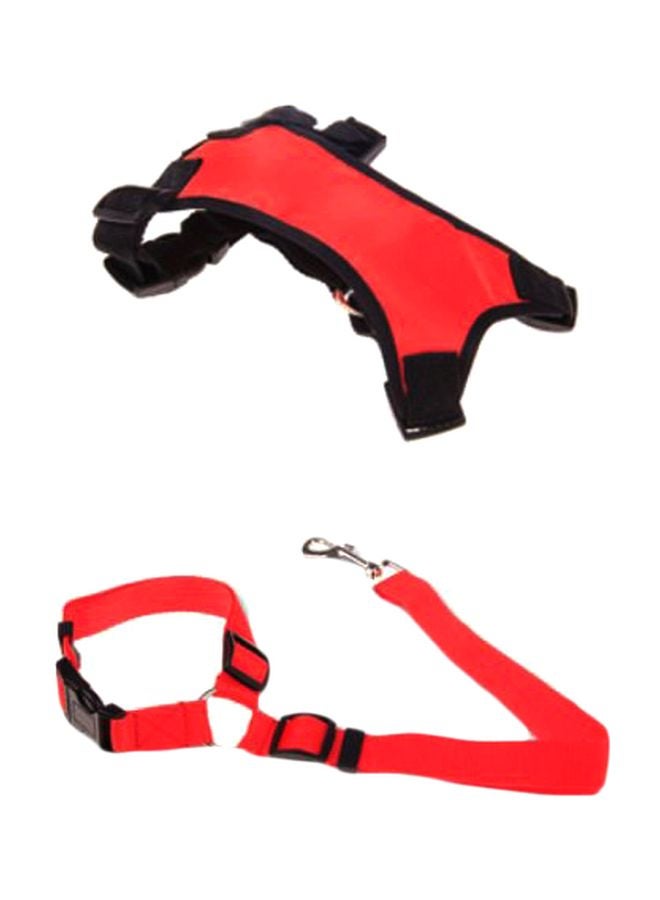 Pet Chest Strap Mesh Harness With Rope Chain Red/Black 46-80cm