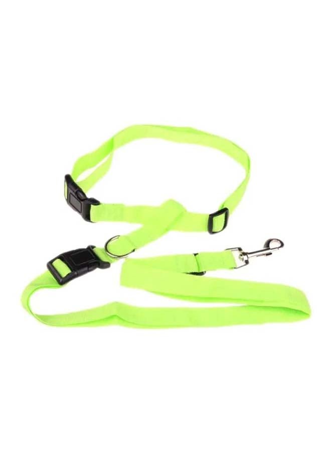 3-Piece Adjustable Hands Free Leash With Waist Belt Green/Black Leash Size 78-140x2.5, Belt Size 58-100x2.5, Connecting Cord Size- 16x2.5cm