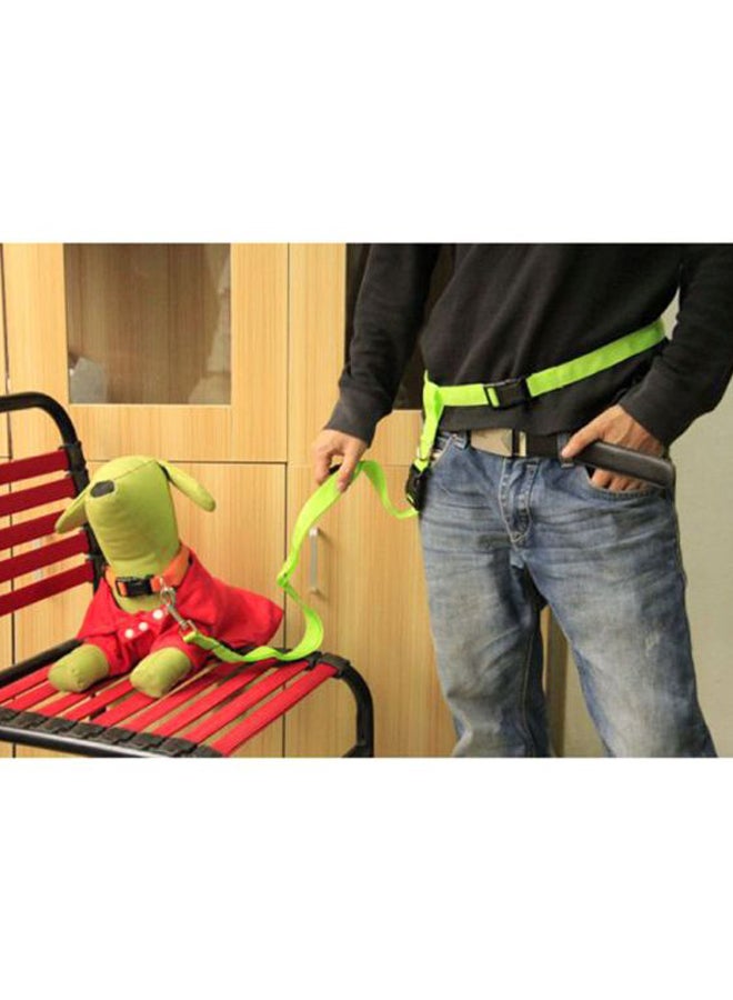 3-Piece Adjustable Hands Free Leash With Waist Belt Green/Black Leash Size 78-140x2.5, Belt Size 58-100x2.5, Connecting Cord Size- 16x2.5cm